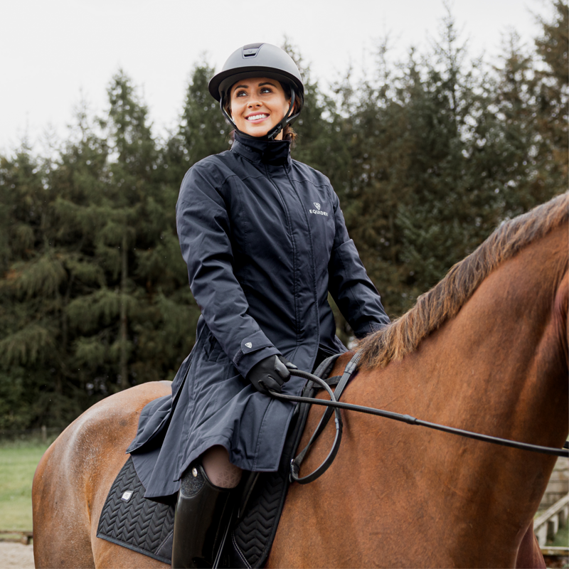 Equidry New Womens Bronte Riding Coat With Removable Hood In Navy-6